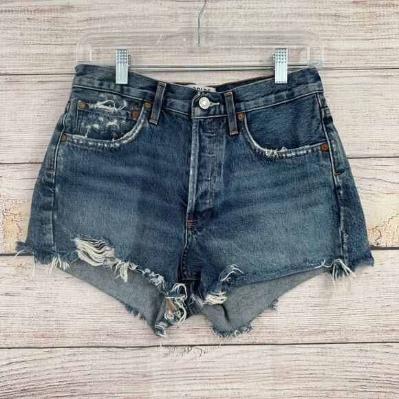 Agolde Pants - Agolde Button Fly But Off Jean Shorts Womens 25 Blue Medium Wash Denim